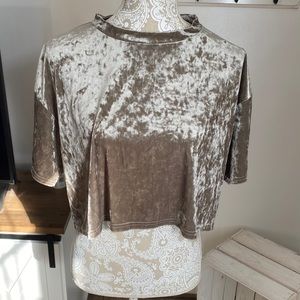 Urban Outfitters Olive velvet crop top